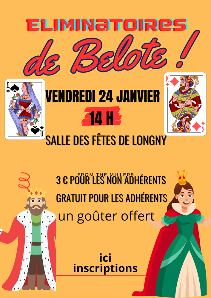 Bleu vert beige colore moderne illustrations evenement concours de belote affiche poster 1